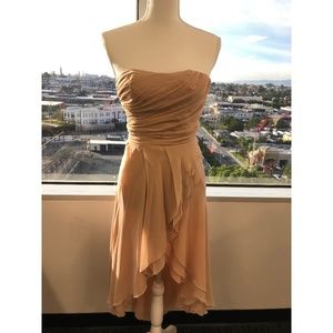Dusty Pink Asymmetric Strapless Dress